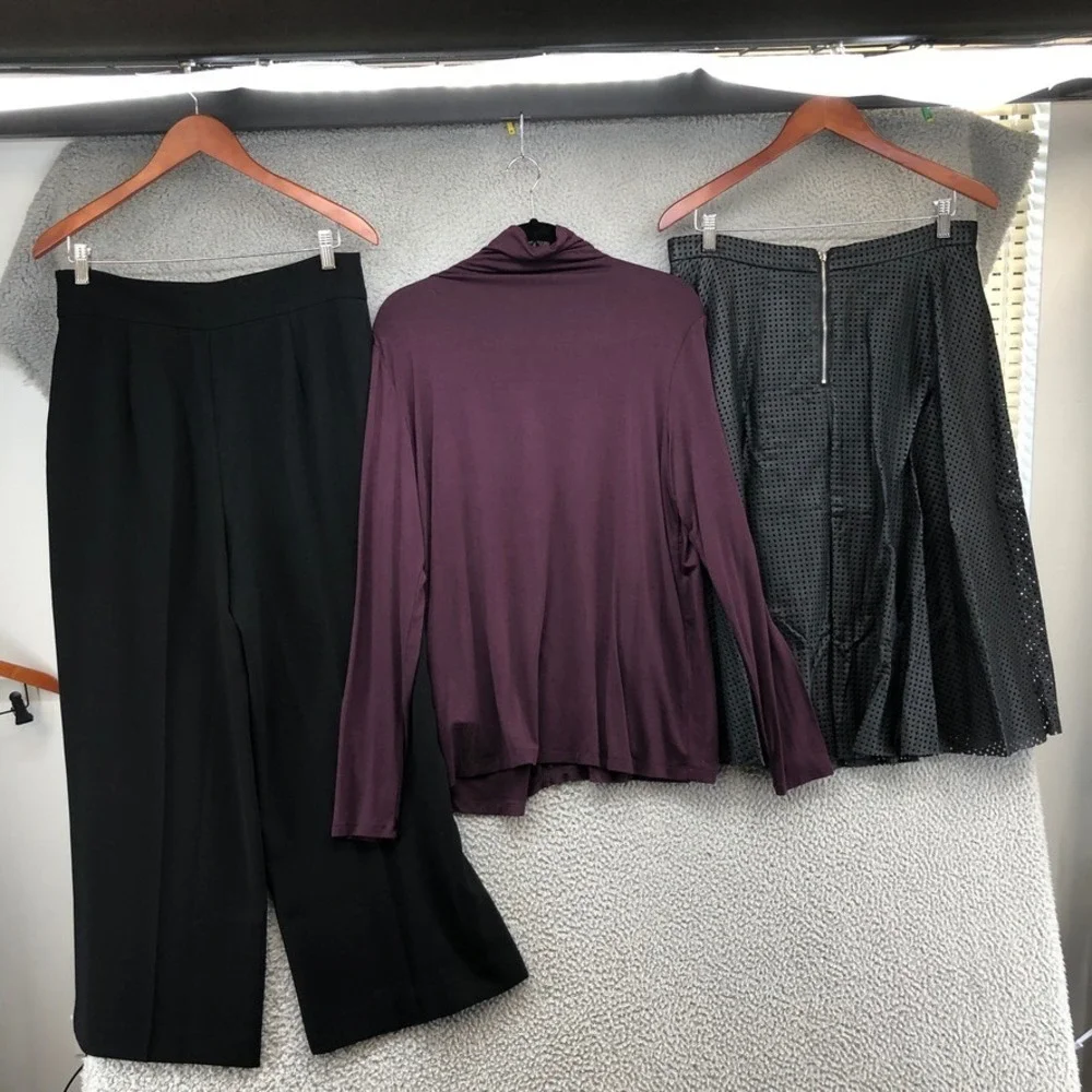 Zara Club Monaco Pants Top Skirt Womens L 12 Black Purple Professional Bundle